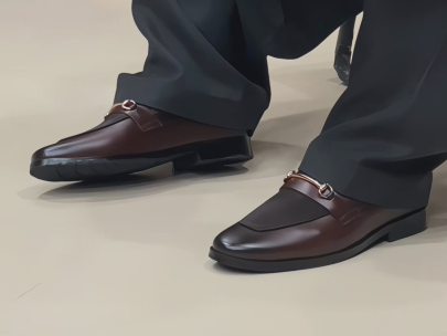 Leather & Fabric Slip-On Dress Shoes