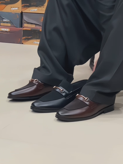 Leather & Fabric Slip-On Dress Shoes