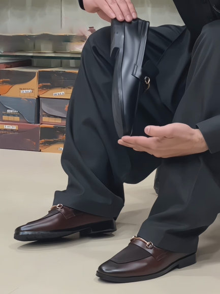 Leather & Fabric Slip-On Dress Shoes