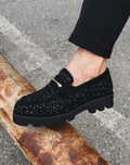 Crystal-Embellished Lug Sole Loafers