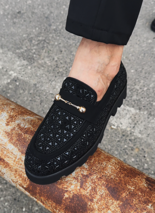 Crystal-Embellished Lug Sole Loafers