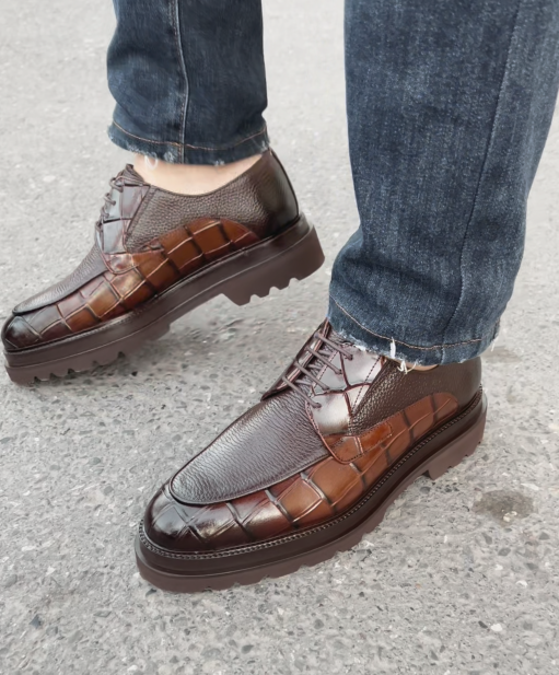 Thick Lug Sole Lace-Up Dress Shoes