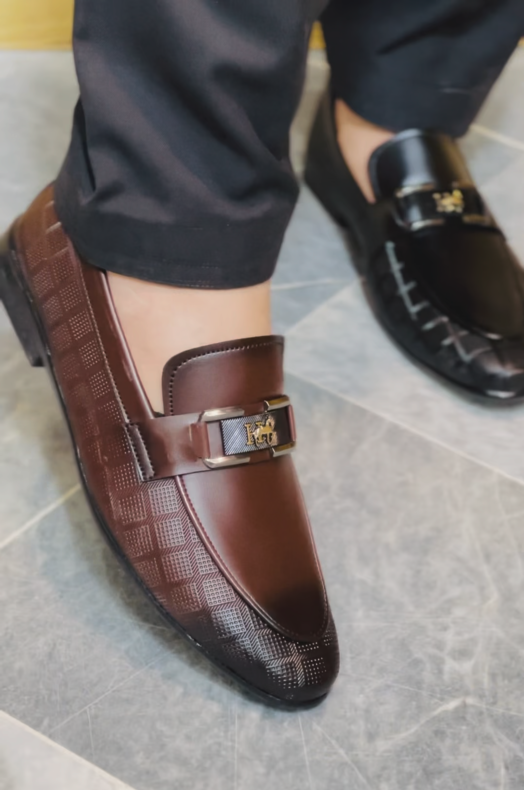 Polished Leather Slip-On Dress Shoes