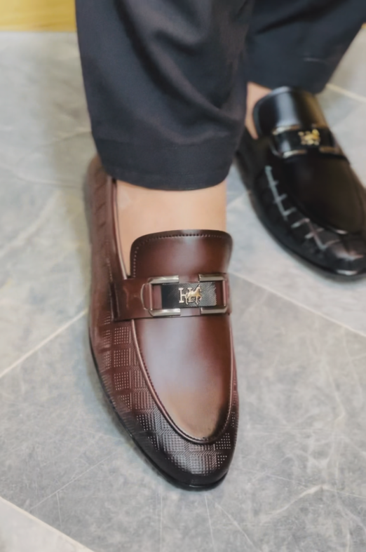 Polished Leather Slip-On Dress Shoes