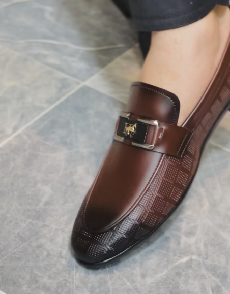 Polished Leather Slip-On Dress Shoes