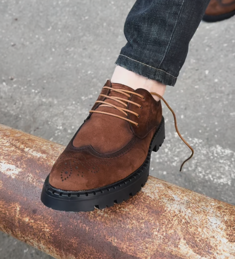 Chunky Lug Sole Lace-Up Dress Shoes