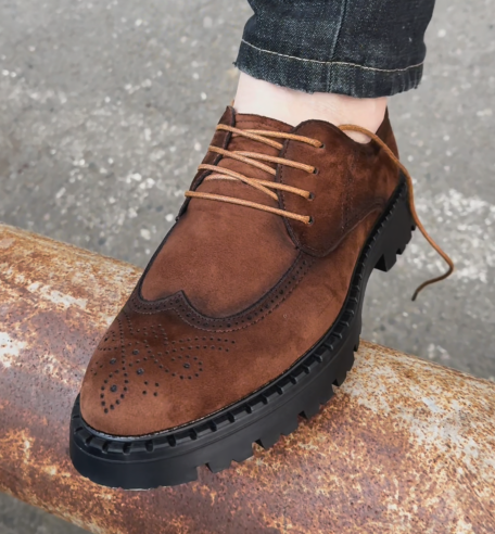 Chunky Lug Sole Lace-Up Dress Shoes