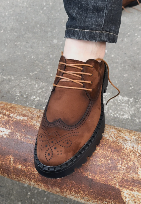 Chunky Lug Sole Lace-Up Dress Shoes