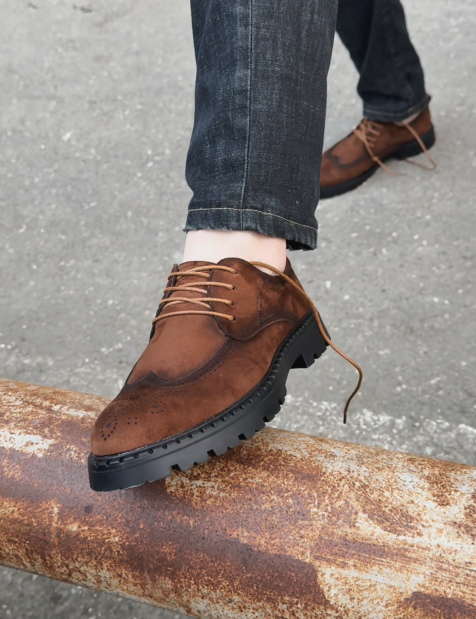 Chunky Lug Sole Lace-Up Dress Shoes