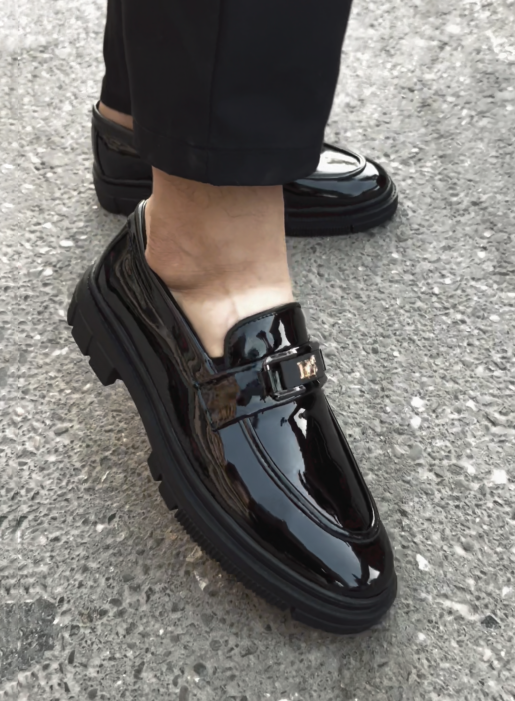 Chunky Lug Sole Slip-On Dress Shoes