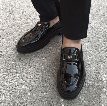 Chunky Lug Sole Slip-On Dress Shoes