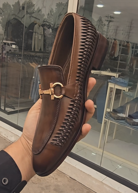 Men's Braided Leather Horsebit Loafers