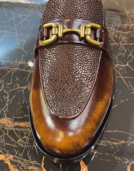 Men's Polished Gradient Leather Slip-On Dress Shoes