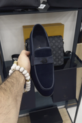 Men's Suede Monogram Buckle Loafers