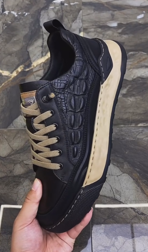Men's Embossed Crocodile Leather Sneakers