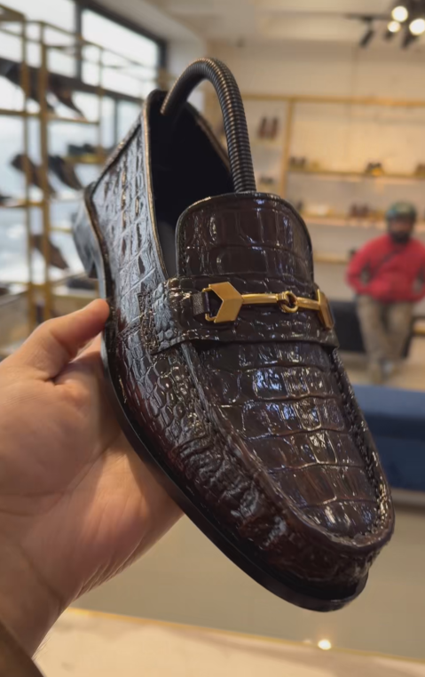 Men's Crocodile Embossed Horsebit Loafers