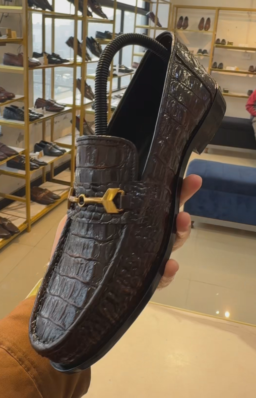 Men's Crocodile Embossed Horsebit Loafers