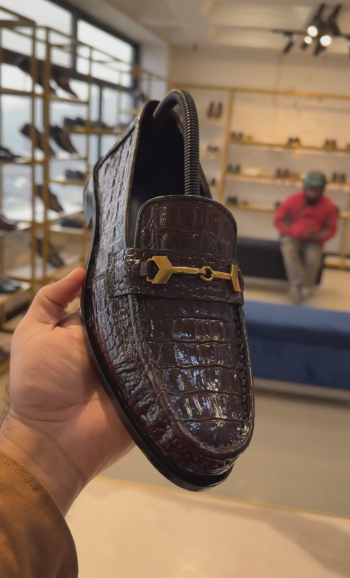 Men's Crocodile Embossed Horsebit Loafers