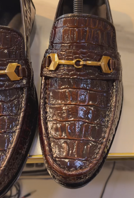 Men's Crocodile Embossed Horsebit Loafers