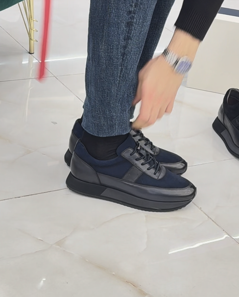 Men's Suede Leather Platform Sneakers