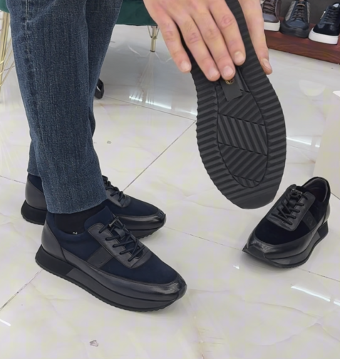 Men's Suede Leather Platform Sneakers