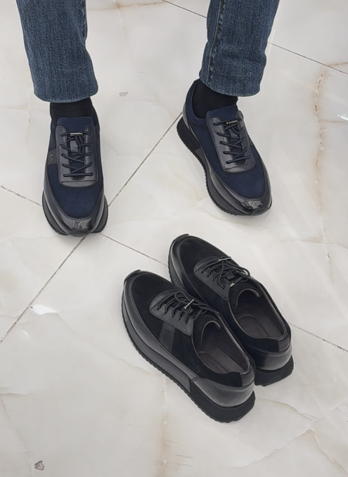 Men's Suede Leather Platform Sneakers