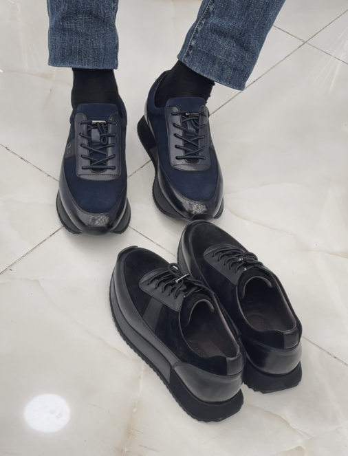 Men's Suede Leather Platform Sneakers