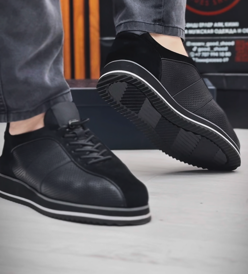 Men's Perforated Leather Platform Sneakers