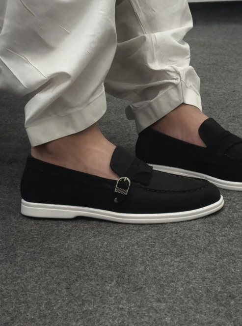 Men's Suede Buckle Loafers