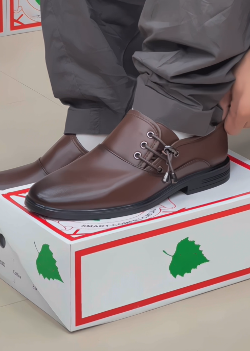 Men's Brown Cap-Toe Business Dress Shoes