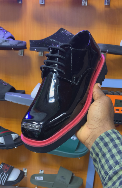 Men's Patent Leather Square-Toe Platform Shoes