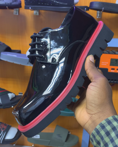 Men's Patent Leather Square-Toe Platform Shoes