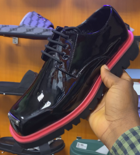 Men's Patent Leather Square-Toe Platform Shoes