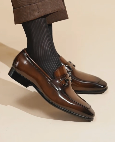 Men's Square-Toe Patent Leather Dress Loafers