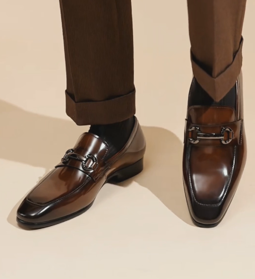 Men's Square-Toe Patent Leather Dress Loafers