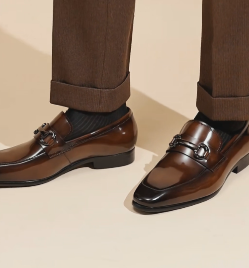 Men's Square-Toe Patent Leather Dress Loafers