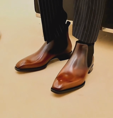Men's Gradient Leather Chelsea Boots
