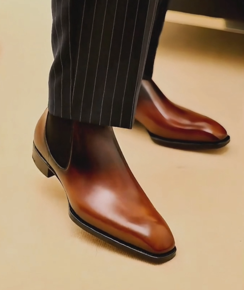 Men's Gradient Leather Chelsea Boots