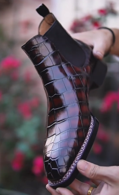 Men's Crocodile Embossed Chelsea Boots