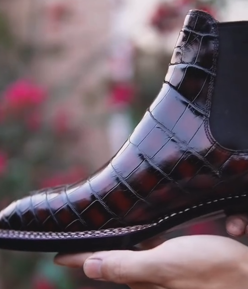 Men's Crocodile Embossed Chelsea Boots