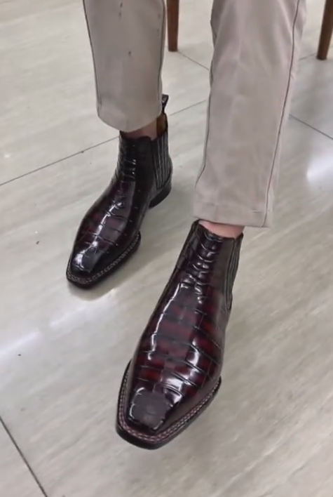 Men's Crocodile Embossed Chelsea Boots
