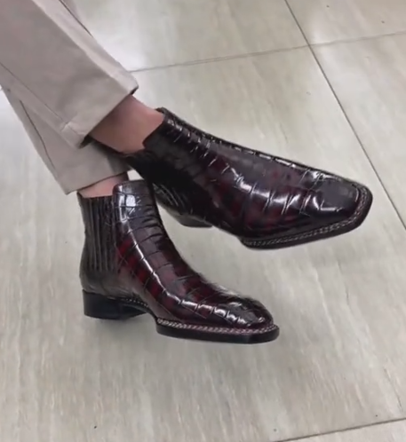 Men's Crocodile Embossed Chelsea Boots