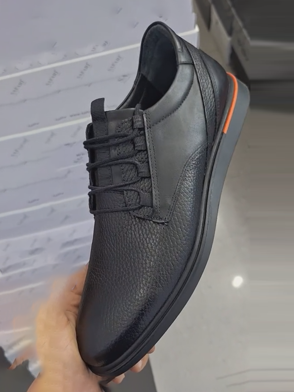 Men's Black Leather Casual Dress Shoes