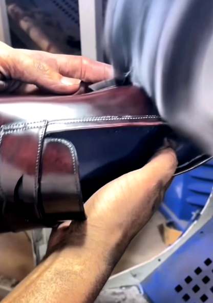 Men's Burgundy Hand-Polished Penny Loafers