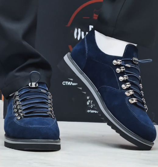 Men's Navy Suede Mountain Boots
