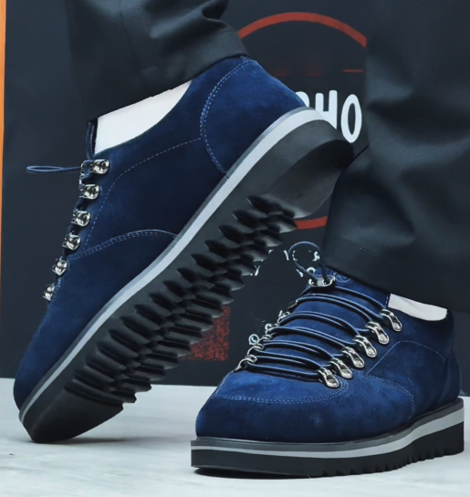 Men's Navy Suede Mountain Boots