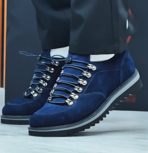 Men's Navy Suede Mountain Boots