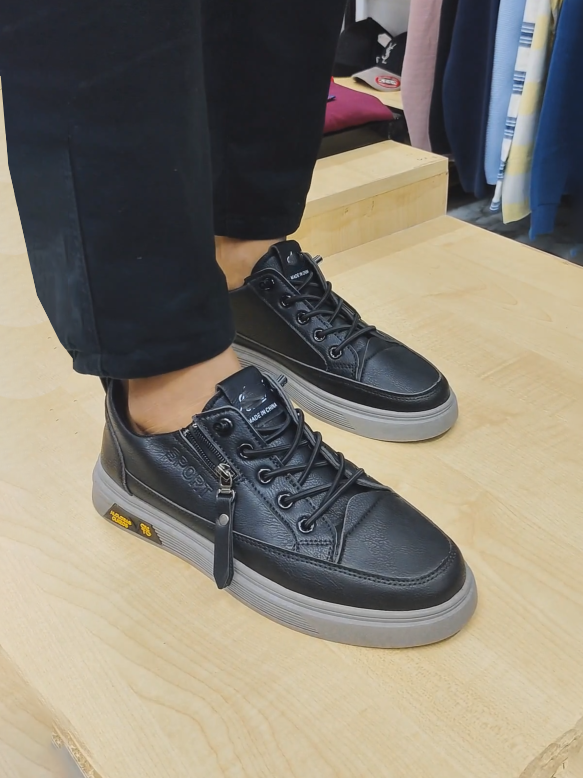 Men's Grey Sole Platform Business Sneakers