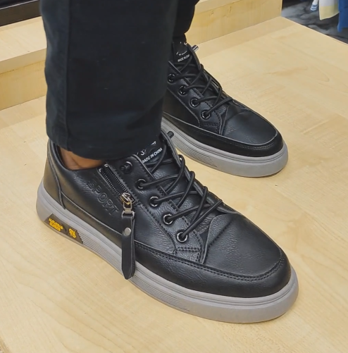 Men's Grey Sole Platform Business Sneakers