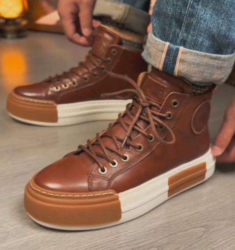 Men's Retro Brown High-Top Casual Boots